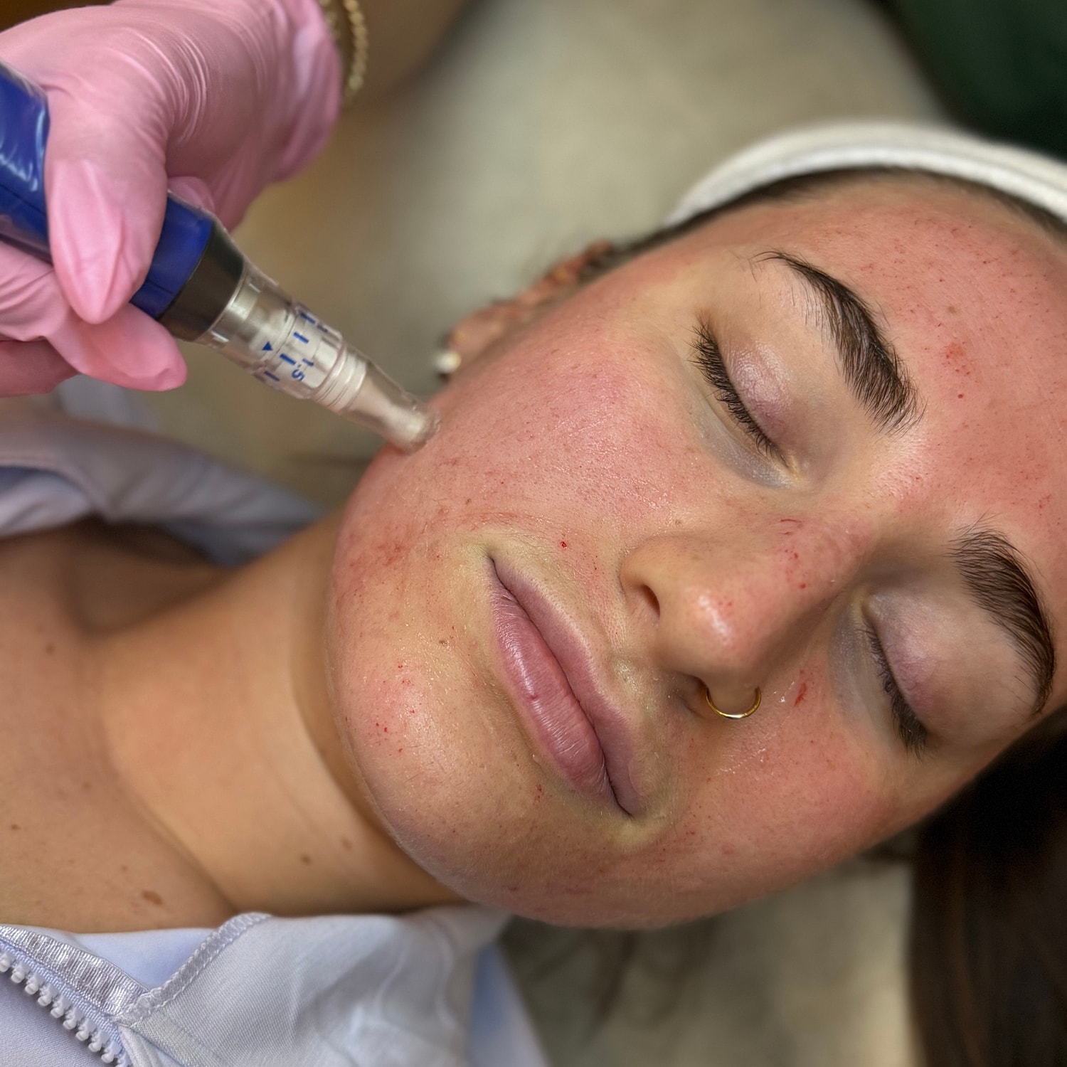 Smiling woman with natural makeup and glowing skin